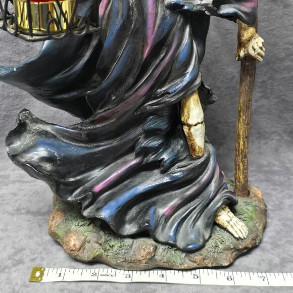 DWK Gothic Grim Reaper Holding Tealight Candle Lantern Statue Removable Scythe - Picture 9 of 14